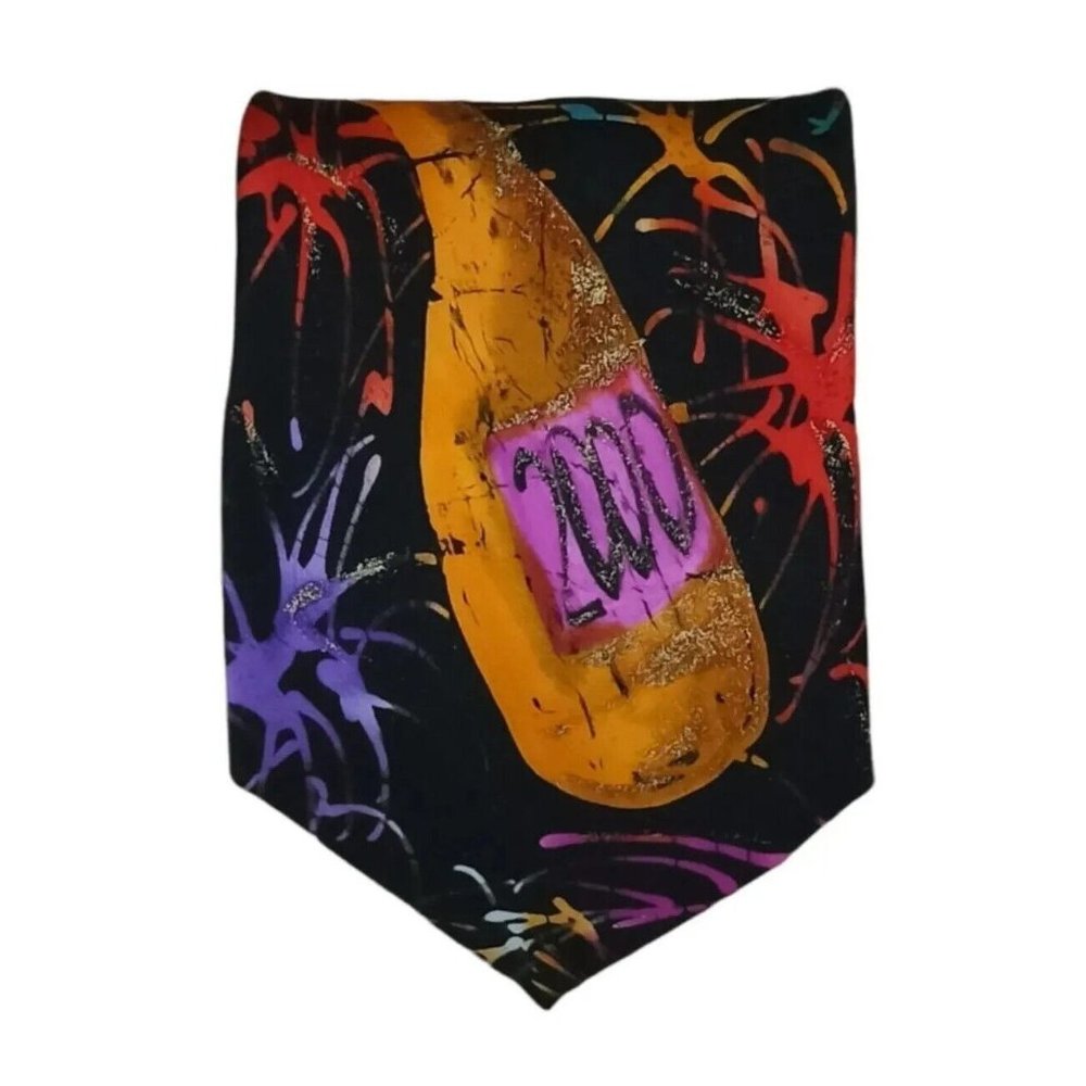 🆕ETRO Rare Black Year 2000 Celebration Silk Tie ITALY 60"/ 3.6" NWD